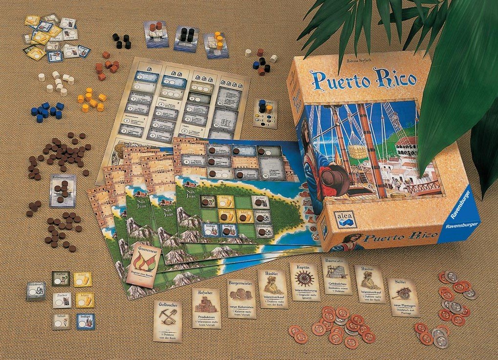 Puerto Rico erschien 2002 bei Ravensburger und kostet aktuell knapp 30 Euro. Puerto Rico erschien 2002 bei Ravensburger und kostet aktuell knapp 30 Euro.